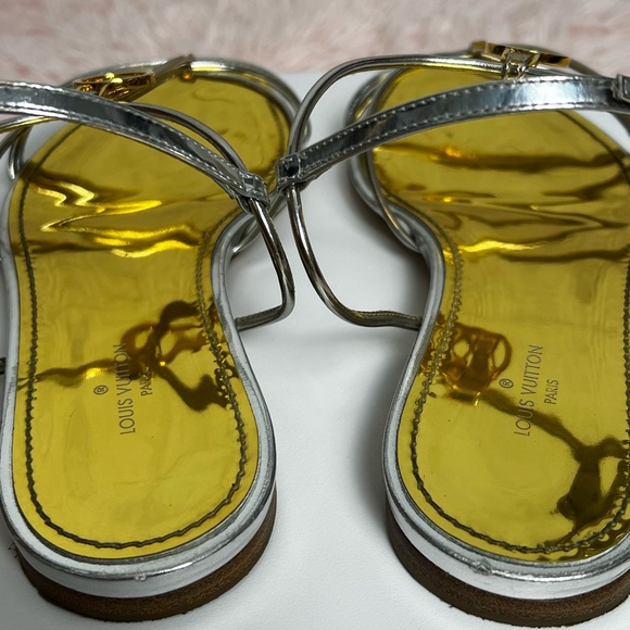 LOUIS VUITTON Sunseeker Flat Sandal Gold/Silver EU37 - Picture 4 of 5